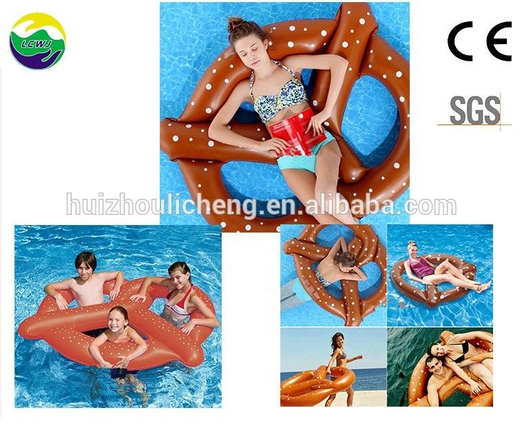 Grand pain eau amusant PVC gonflable pretzel flottant anneau piscine flottants pour adultes