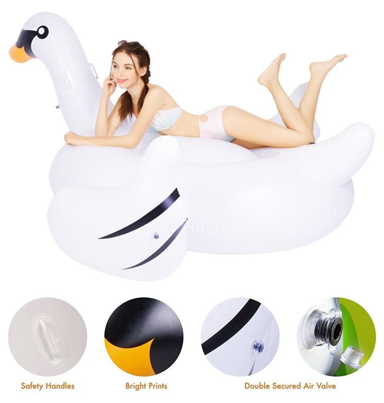 Grand bassin gonflable flottant jouet flottant cygne blanc 190 x 190 x 130 cm