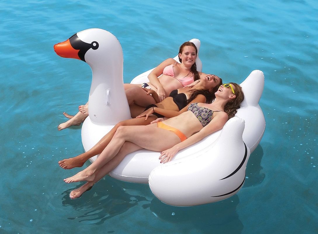 Grand bassin gonflable flottant jouet flottant cygne blanc 190 x 190 x 130 cm