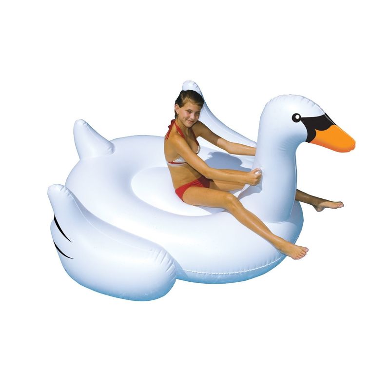 Grand bassin gonflable flottant jouet flottant cygne blanc 190 x 190 x 130 cm