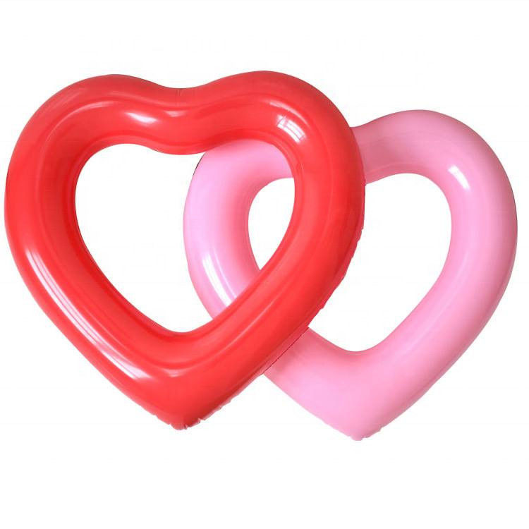Piscine pour adultes Float Rings gonflables 115 x 115 cm Piscine gonflable en forme de cœur rose