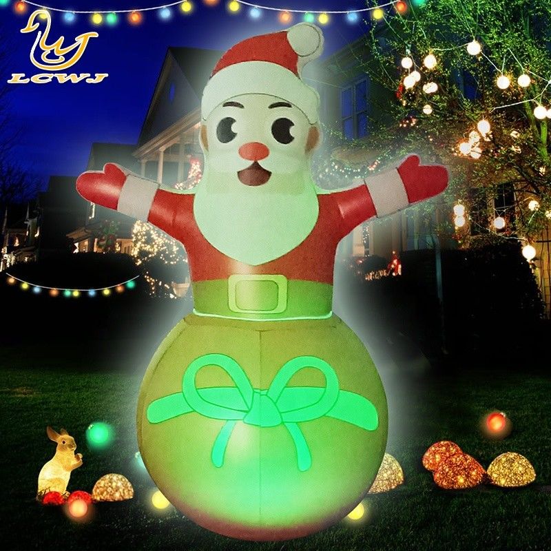 Roly Poly Air Blow Up Père Noël Décorations gonflables avec lumière LED