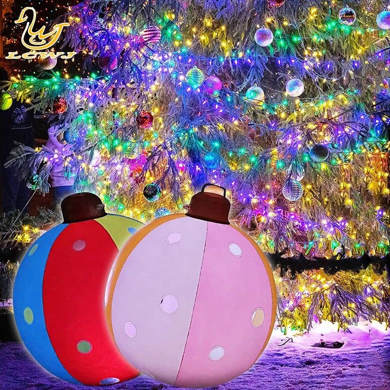 Ornement de jouet gonflable extérieur de 60 cm décoré Pvc Boules de Noël gonflables avec lumière