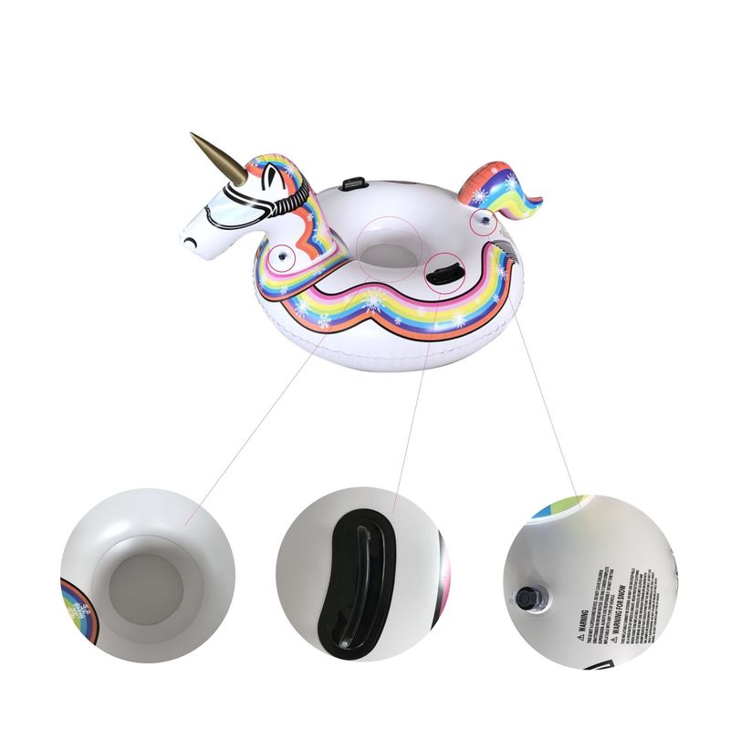 Jouets de neige gonflables en PVC pour l'hiver 190cm Air Unicorn Traîneau de neige pour adultes