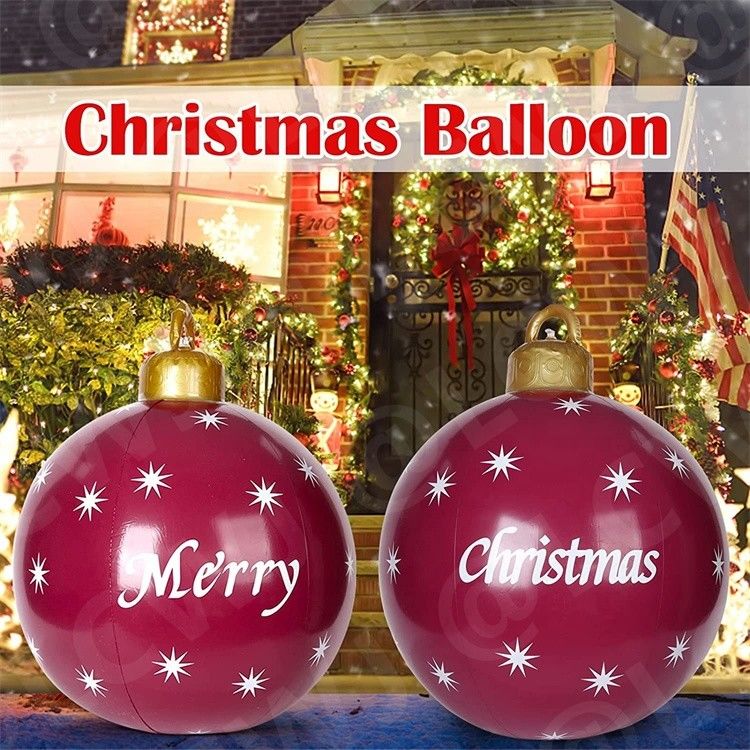 0.2mm plastique gonflables jusqu'à la neige traîneau gonflable boule de Noël ornement boules 60cm