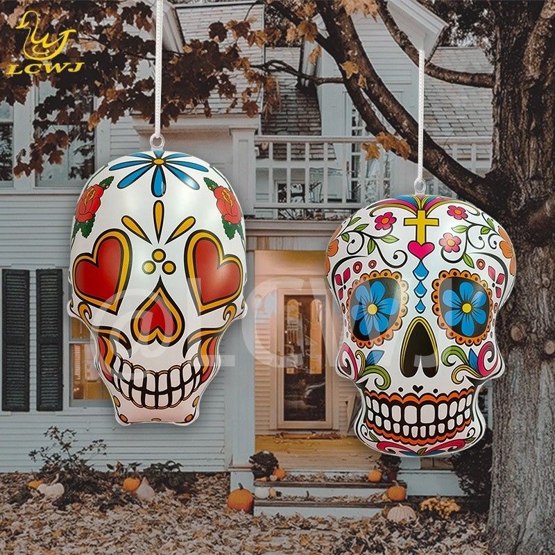 Décoration de crâne gonflable d'Halloween pour le jardin des fans de softball