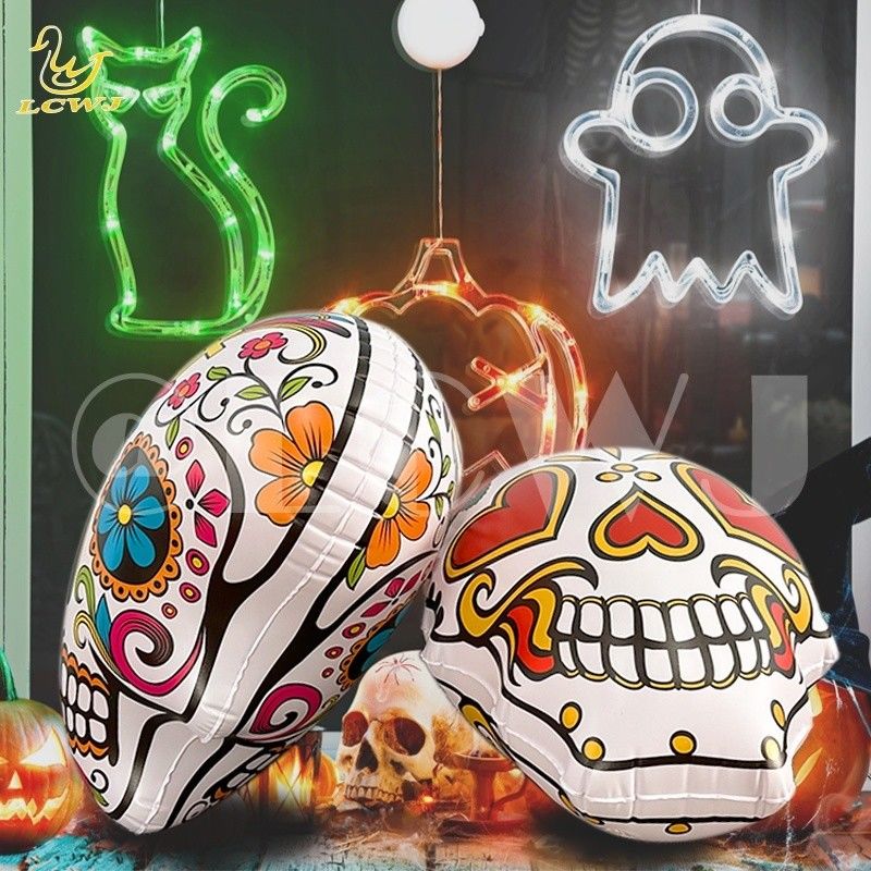 Décoration de crâne gonflable d'Halloween pour le jardin des fans de softball