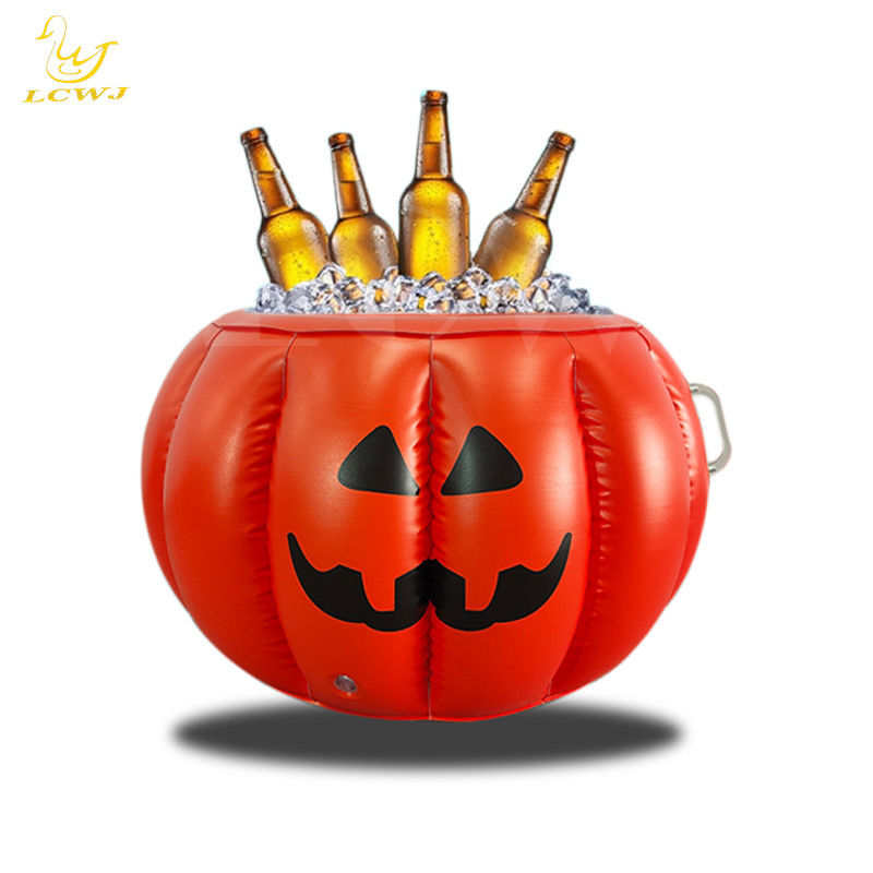 LC Halloween Pumpkin Servant Buffet Bar Refroidisseur de nourriture Contenant de boisson Porte-glace gonflable Pour la fête de la piscine de barbecue d'été