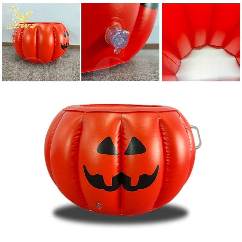 LC Halloween Pumpkin Servant Buffet Bar Refroidisseur de nourriture Contenant de boisson Porte-glace gonflable Pour la fête de la piscine de barbecue d'été