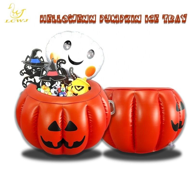 LC Halloween Pumpkin Servant Buffet Bar Refroidisseur de nourriture Contenant de boisson Porte-glace gonflable Pour la fête de la piscine de barbecue d'été