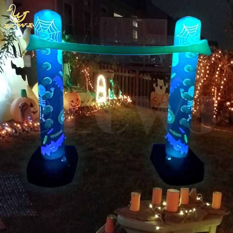 Jeux de jardin intérieurs de vacances amusant lumineux décor d'Halloween jeu de limbes gonflable avec lumière LED pour les adultes et la famille