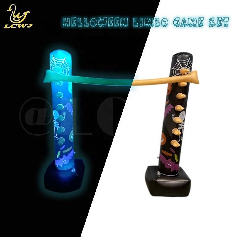Jeux de jardin intérieurs de vacances amusant lumineux décor d'Halloween jeu de limbes gonflable avec lumière LED pour les adultes et la famille