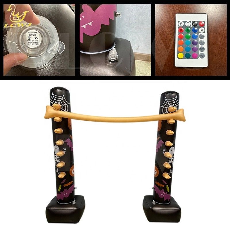 Jeux de jardin intérieurs de vacances amusant lumineux décor d'Halloween jeu de limbes gonflable avec lumière LED pour les adultes et la famille