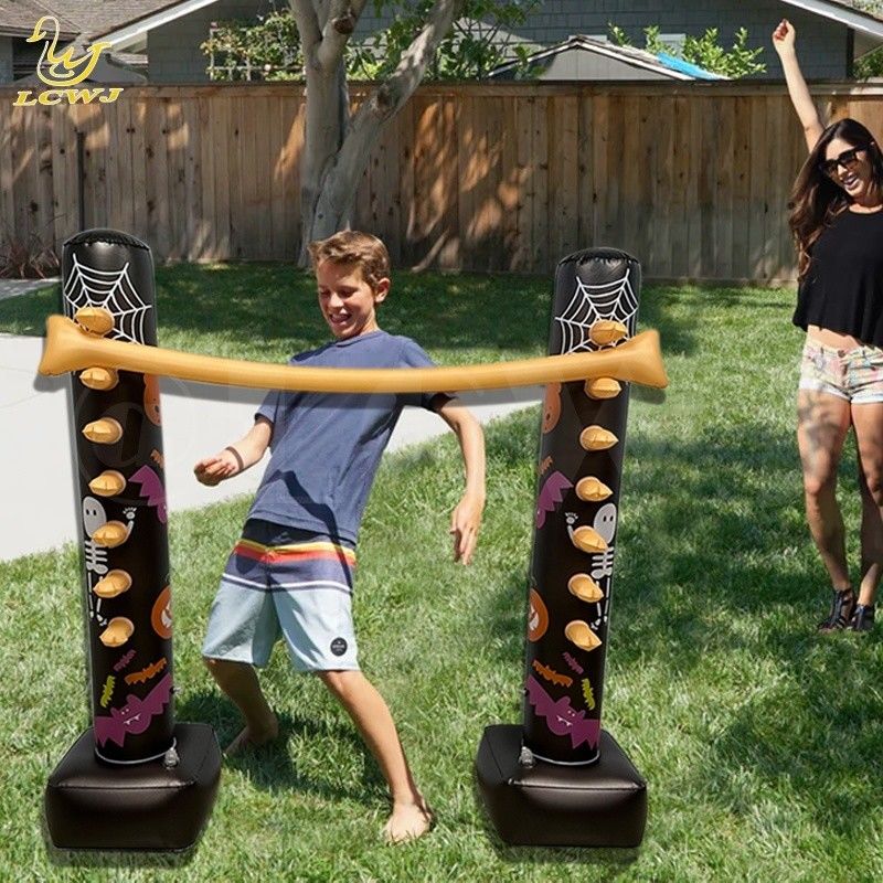 Jeux de jardin intérieurs de vacances amusant lumineux décor d'Halloween jeu de limbes gonflable avec lumière LED pour les adultes et la famille