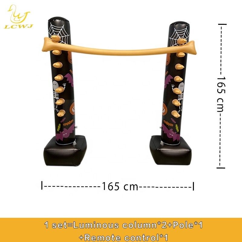 Jeux de jardin intérieurs de vacances amusant lumineux décor d'Halloween jeu de limbes gonflable avec lumière LED pour les adultes et la famille
